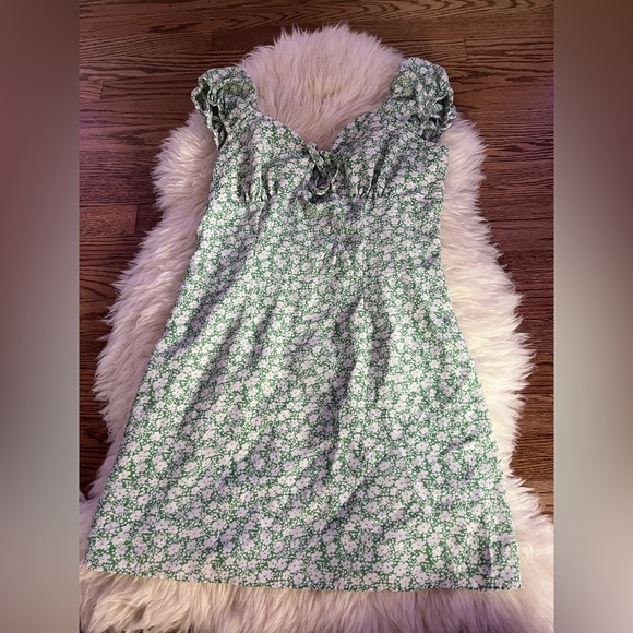 Green floral print mini dress - Picture 1 of 3